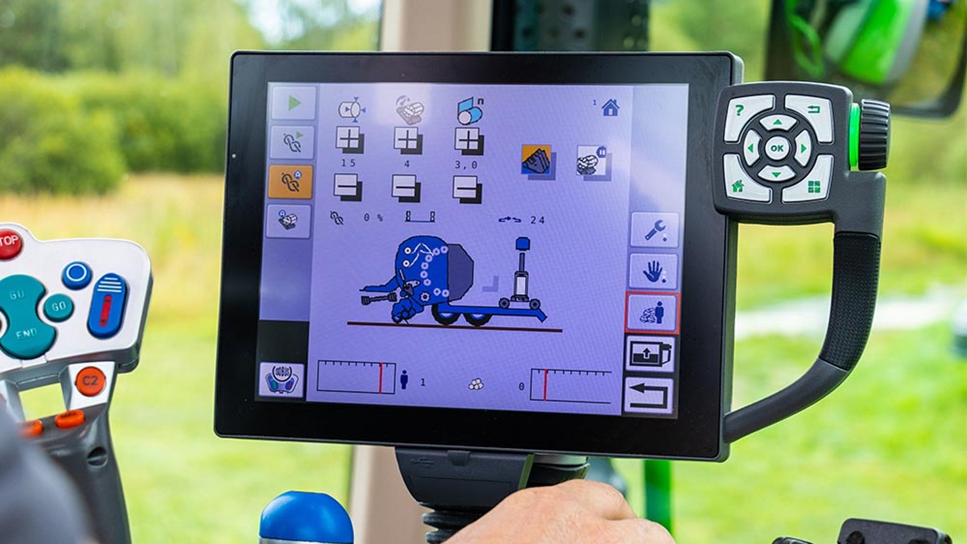 De G-1 F125 kan ook via de tractorterminal worden bediend.