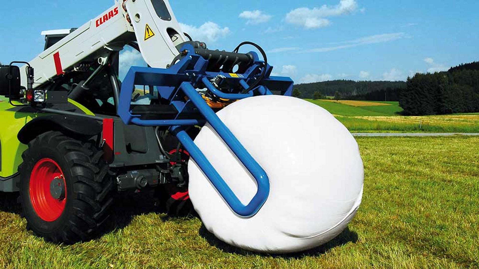 However, the square bale grabber is, of course, also suitable for transporting any other type of round bale.
