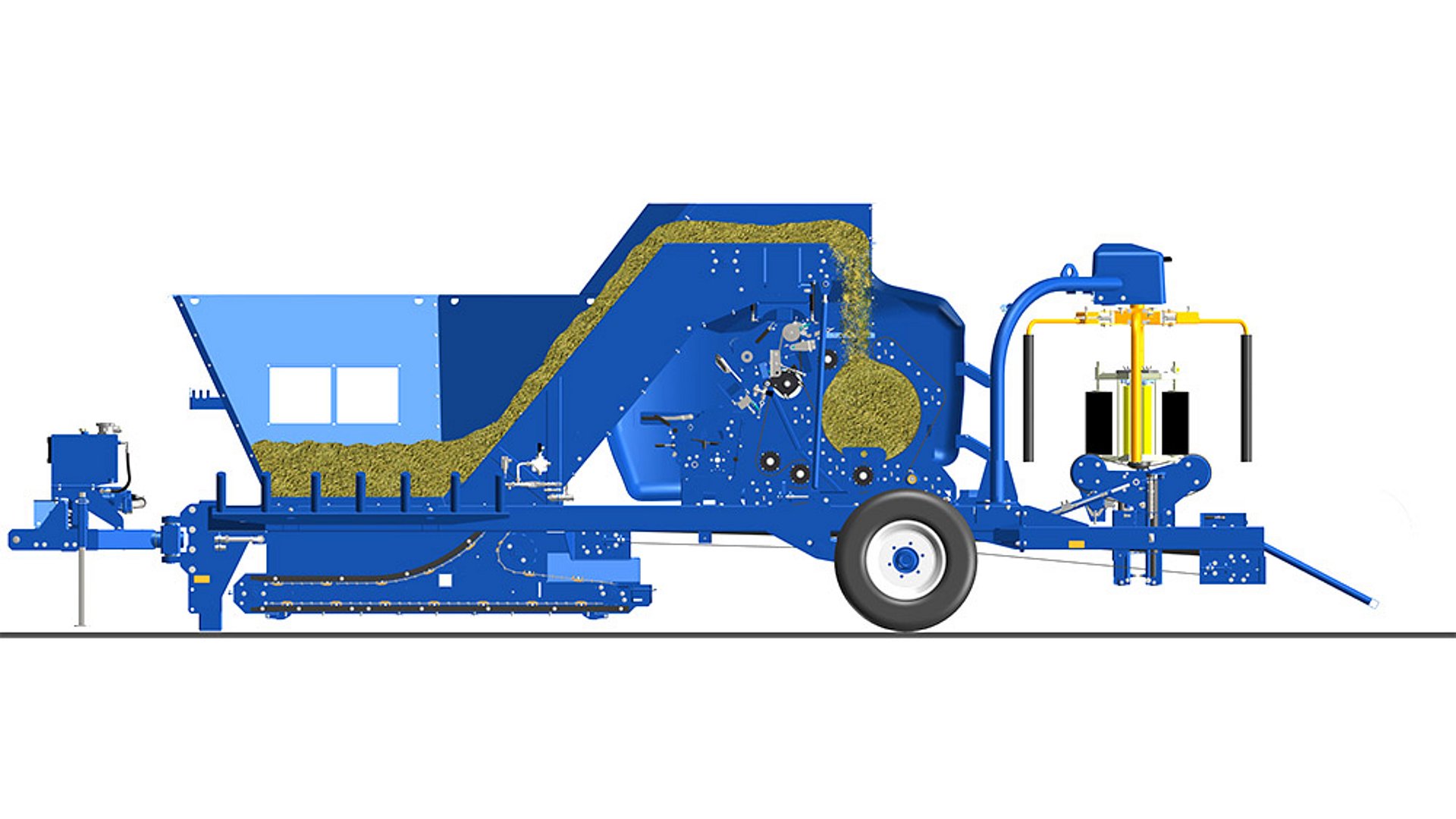 De materiaalstroom van de LT-Master F60 in langsdoorsnede