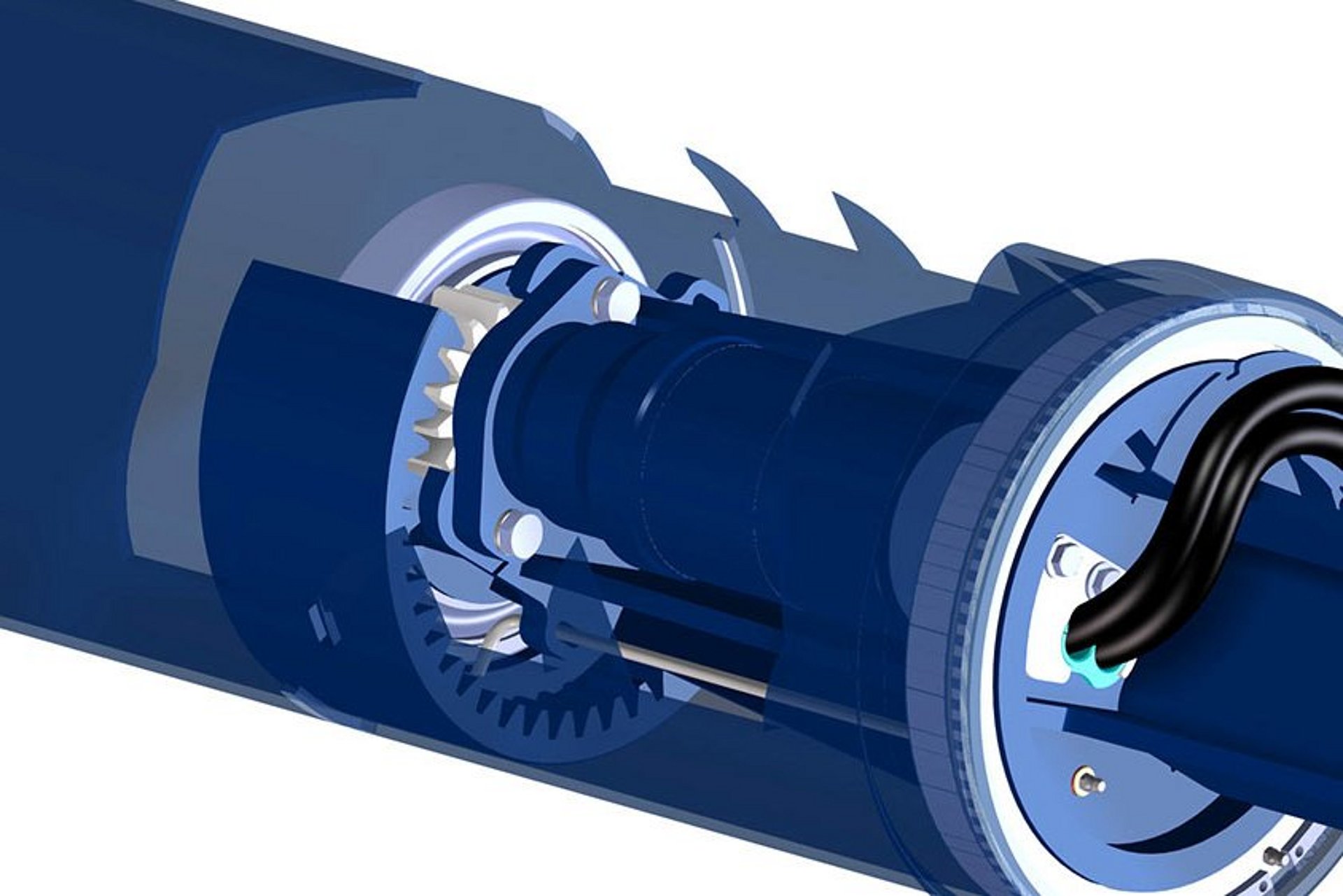 Die Hydraulikmotoren sind innenliegend in der Walze verbaut.