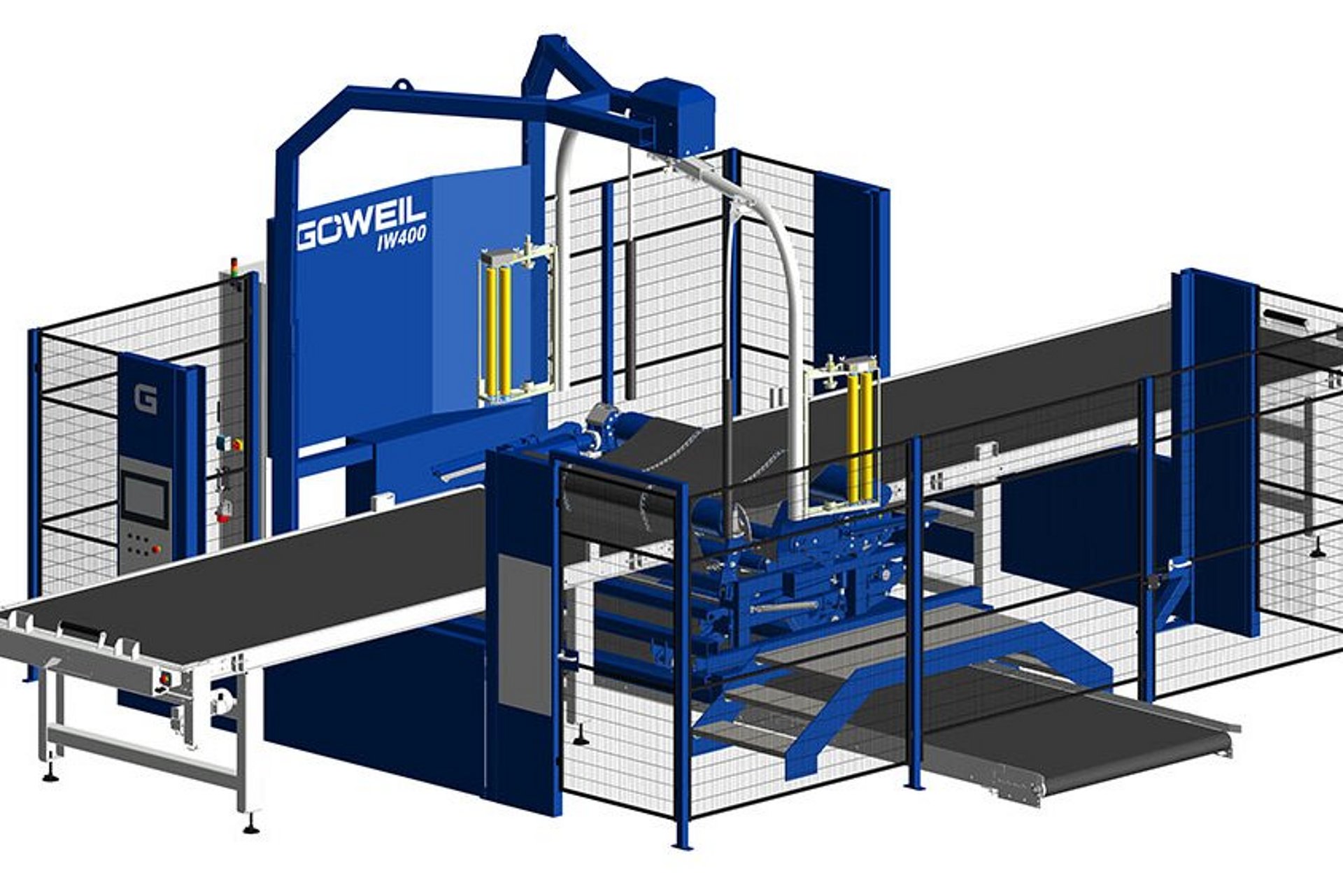 IW400 mit Ballenbeladung seitlich, Doppelwickelarm, RFB60 Resteförderband und 2x BFB42 Ballenförderband