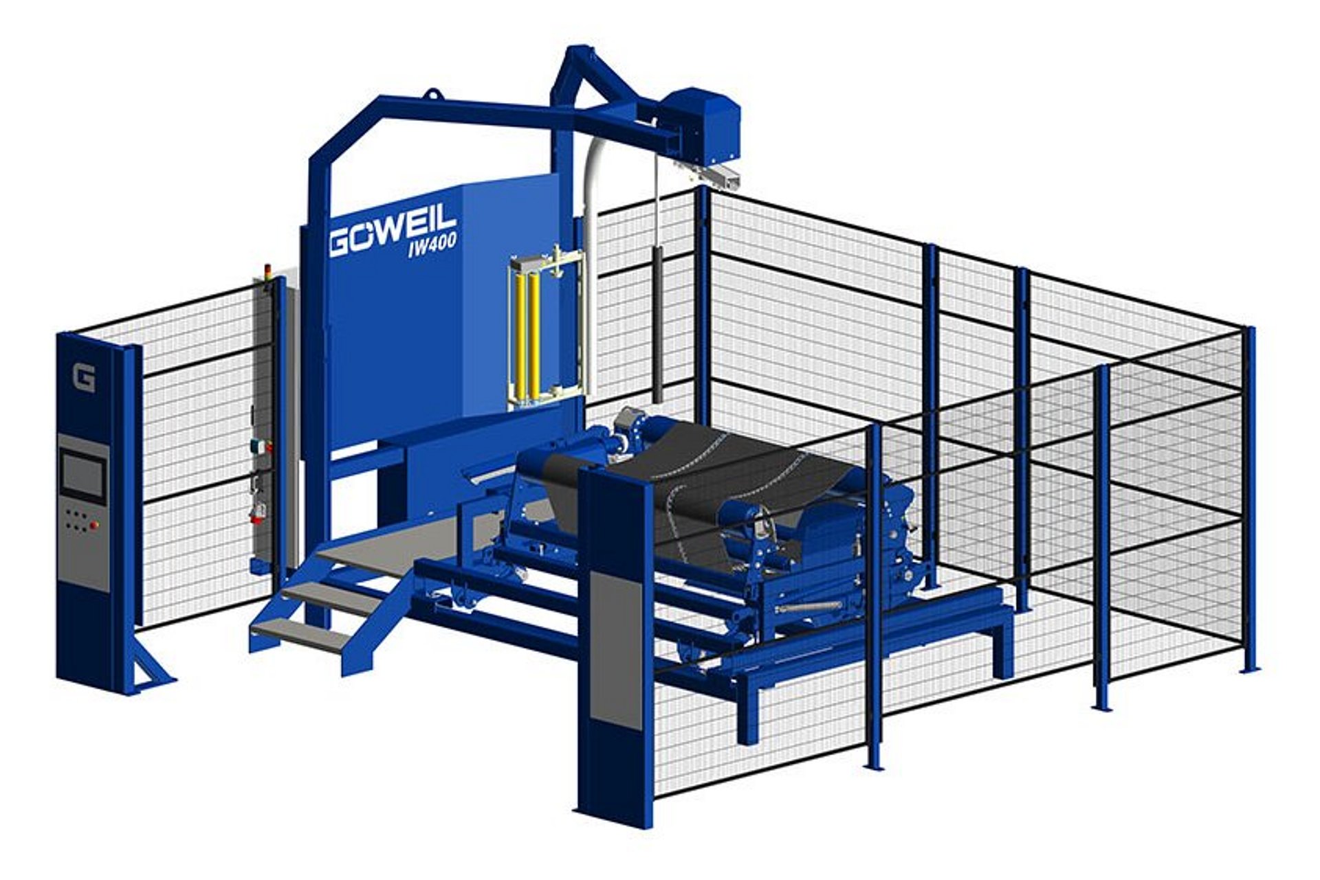 IW400 mit Ballenbeladung seitlich und Einfachwickelarm