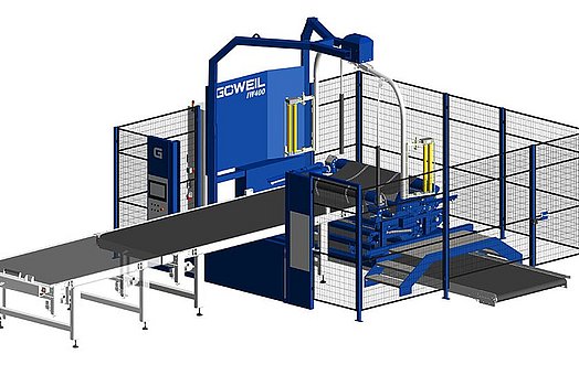 IW400 mit Ballenbeladung seitlich, Doppelwickelarm, RFB60 Resteförderband, BFB42 & BFB15 Ballenförderbänder