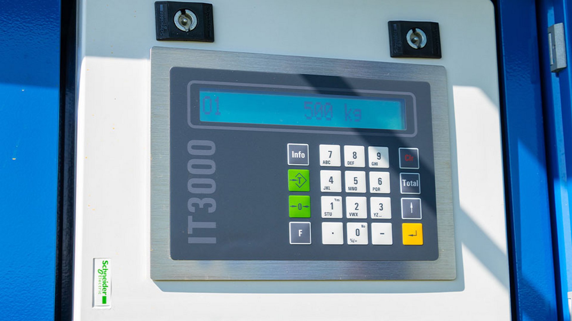 Das Display des zusätzlich erhältlichen Wiegesystems.