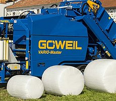 Mit der variablen Presse können Ballen zwischen 0,8 m - 1,4 m Durchmesser gepresst werden.