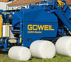 Met de variabele pers kunnen balen met een diameter tussen 0,8 m - 1,4 m worden geperst.