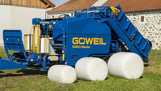 Mit der variablen Presse können Ballen zwischen 0,8 m - 1,4 m Durchmesser gepresst werden.