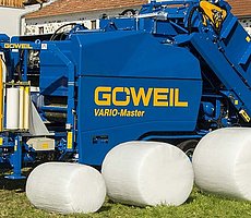 Met de variabele pers kunnen balen met een diameter tussen 0,8 m - 1,4 m worden geperst.