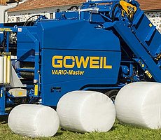 Mit der variablen Presse können Ballen zwischen 0,8 m - 1,4 m Durchmesser gepresst werden.