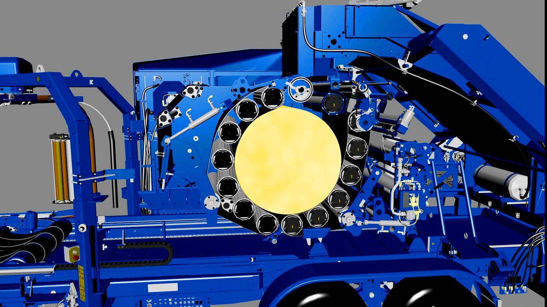 The bale is highly compressed in the baler