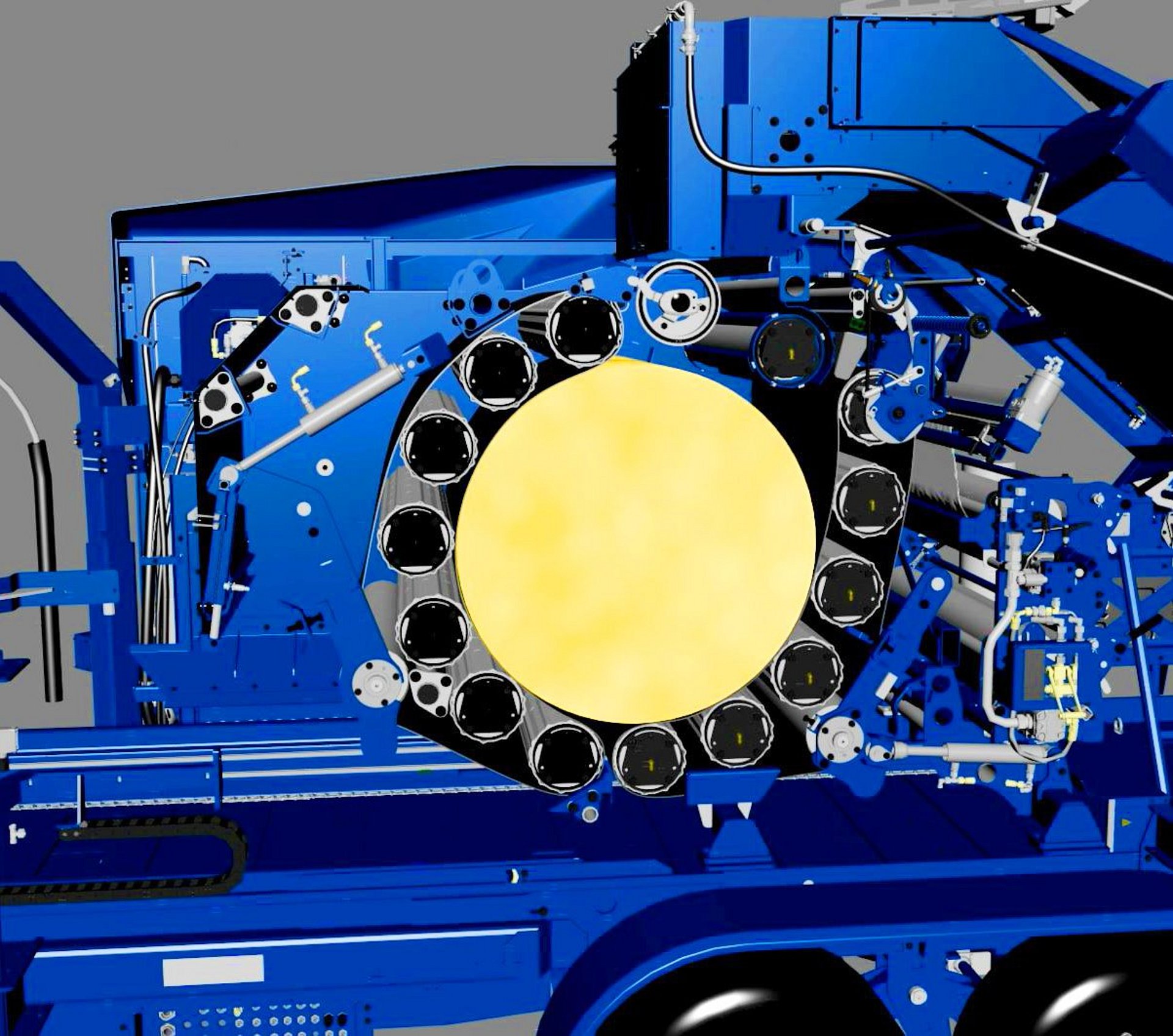 The bale is highly compressed in the baler