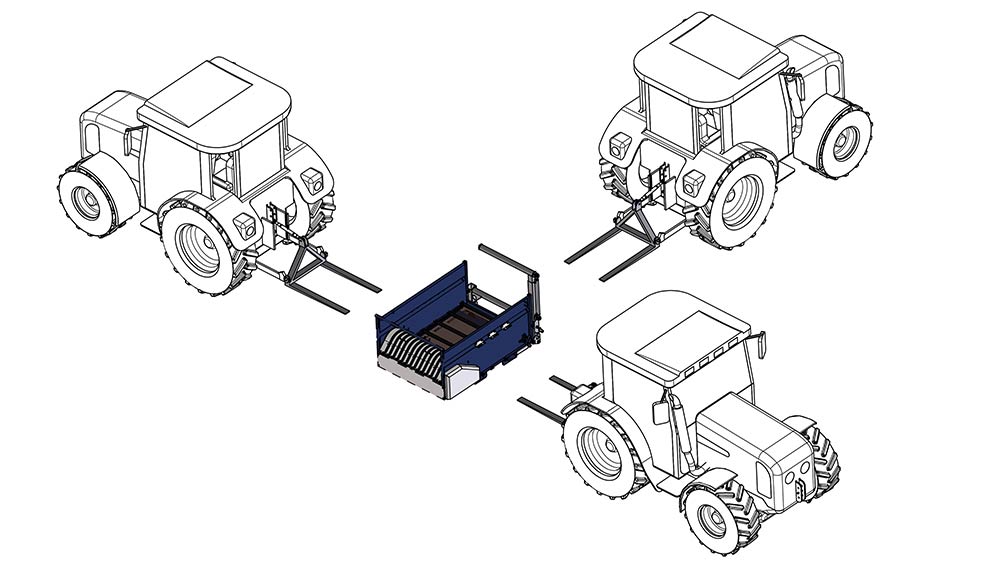 Hitch positions of the GÖWEIL RBA bale unroller