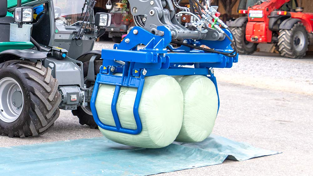 Voor het laden en stapelen van ronde balen met een diameter van 0,60 x 0,60 m.