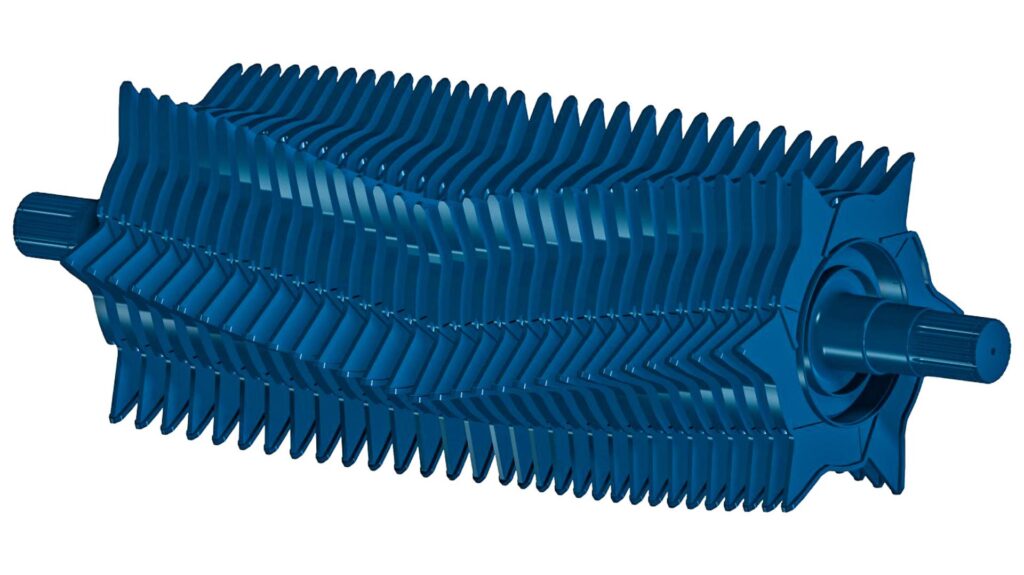 Im Zentrum des Zuführungssystems ist ein 6-Stern-Rotor mit enormer Schluckleistung verbaut