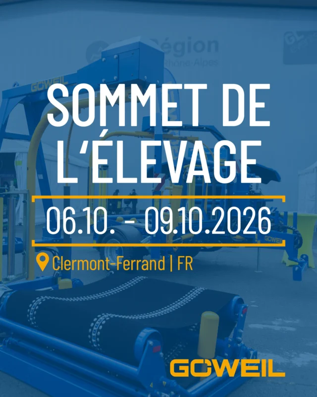 🇫🇷 Le @sommetelevage (FR) aura lieu du 6 er au 9 octobre. Sur notre stand E5-76, vous pouvez vous attendre à des conseils professionnels et personnalisés.
Nous nous réjouissons de votre visite 😉.
______________________________________

🇬🇧 The @sommetelevage (FR) will take place from 6 to 9 October. You can expect professional and personalised advice at our stand E5-76.
We look forward to your visit 😉.

#ifarmitmyway #göweil #goeweil #goweil #balesilage #roundbales #silage #balewrapping #agrar #agrartechnik #agriculture #landwirtschaft #messe #exhibition #foiredebeaucroissant